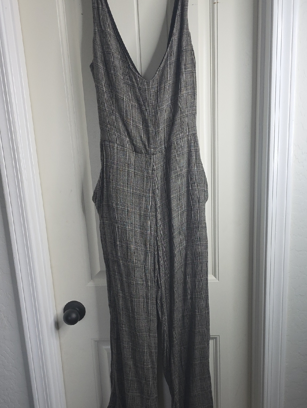 Dress Forum Black and Gray Plaid Sleeveless Jumpsuit